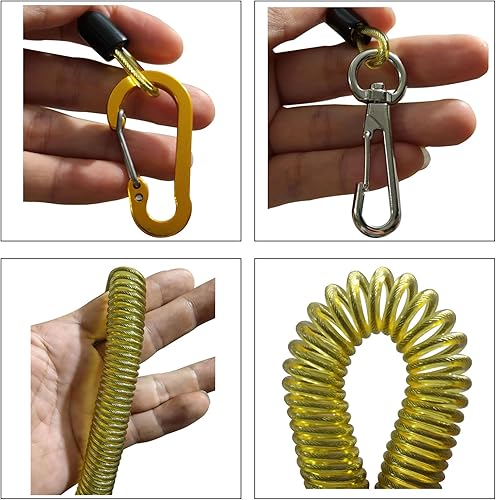 Miniatura 2 de Fishing Lanyard, Heavy Duty Coiled Lanyards Stainless Steel Wire Inside, Safety Rope Extension Cord Tether Retractable Fishing Accessories for Rods,