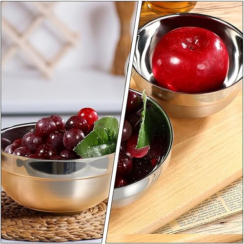 Miniatura 7 de Cuencos de sopa de acero inoxidable, doble pared aislada, cuenco de metal para aperitivos, fideos, ramen, ensalada, tazón para mezclar ensalada de