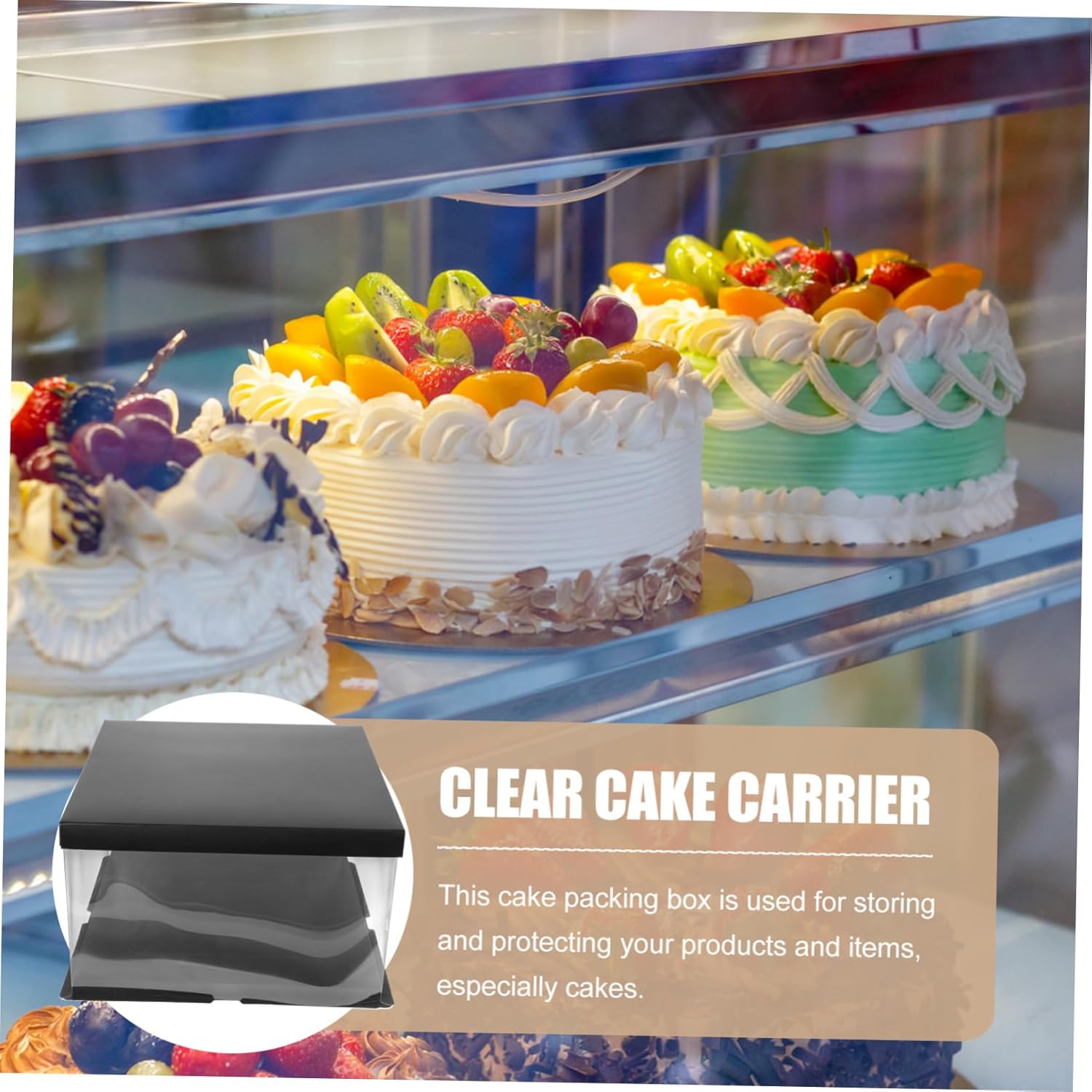 4pcs Cake Carrier Box Transparent Bakery Container for Birthday Wedding and Party Display Portable Design for Cake and Storage