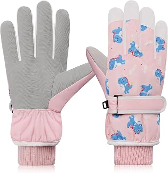 Ski Gloves for Kids, Waterproof Snow Gloves Cold Weather, Touchscreen Snowboard Glove for Boys Girls 7-16
