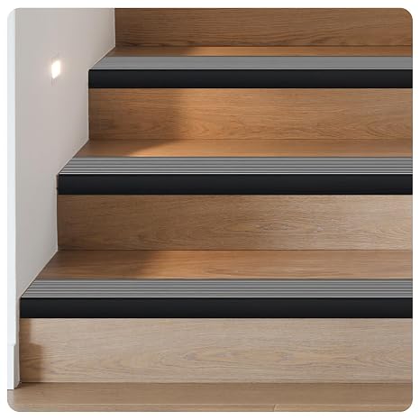 Black 36 Metal Stair Nosing, Heavy-Duty Aluminum Self-Adhesive Stair Edge Protector for Indoor/Outdoor Stairs, Non-Slip Tread Cover, L- Molding(36 x 1.2 x 2 in, 2Pcs)