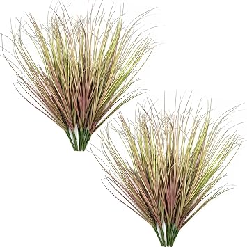 CATTREE Fake Wheat Grass Stem Plants Artificial Greenery Shrubs for Indoor Outdoor Decor Faux Plastic Long Leaves Stems Bushes Office Garden Wedding Party Vase Filler DIY Decorations - Purple 16 Pack