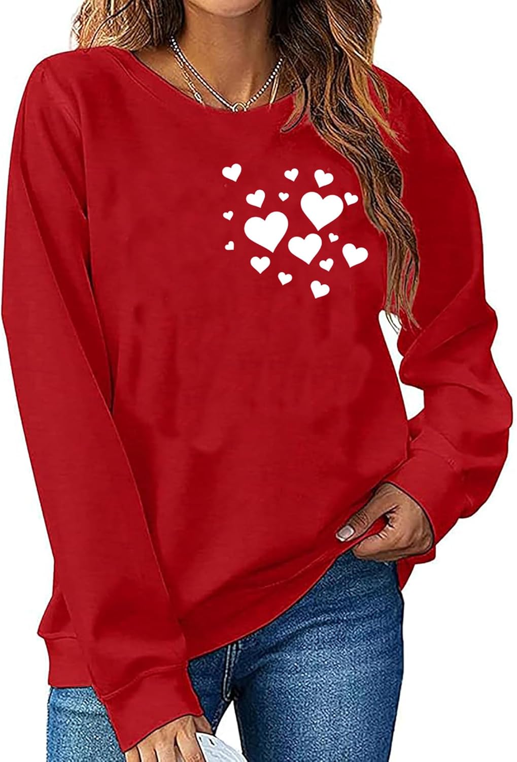 LLHXRUI Valentine's Sweatshirt for Women Cute Love Heart Shirts Casual Long Sleeve Valentine Tshirt Clothes Tops