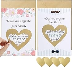 BETESSIN 2pcs Scratch Card with Envelope Card Announcement Wedding Double Sided Heart Card for Invitation Witness Godfather Bridesmaid Customer