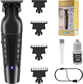 KEMEI Aparador de cabelo/barba profissional 2299 para barbeiro com l�mina T, recarreg�vel sem fio