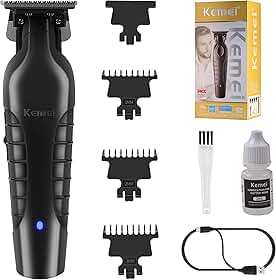 KEMEI Aparador de cabelo/barba profissional 2299 para barbeiro com l�mina T, recarreg�vel sem fio