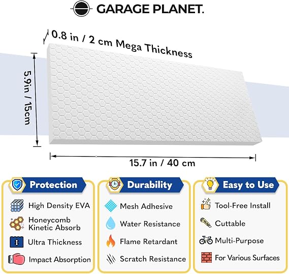 M2 Garage Wall Protector Car Door Wall Protector, Tool-Free, Designed in Australia (White, 2 Pack)