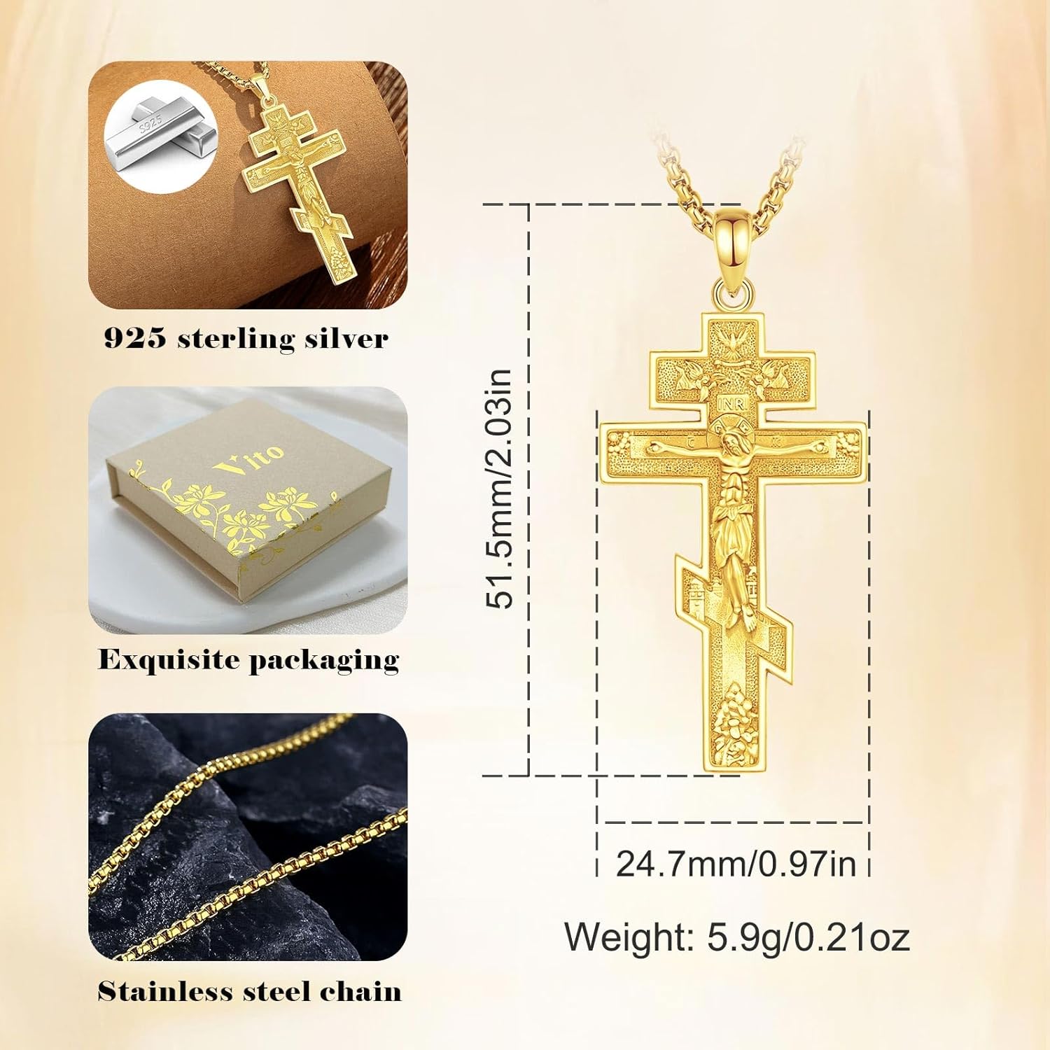 Vito 925 Sterling Silver Saint Necklaces for Women Men, St Michael/Crucifix/Caravaca/St Jude/Virgin Mary Pendant Patron Saint Amulet Medal Religion Jewelry Gift