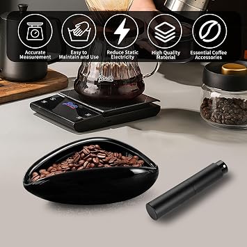 Ceramic Coffee Dosing Cup & Spray Bottle Set - Coffee Bean Weighing Cup and Tea Leaves Sprayer - Premium Dosing Accessories for Consistent Brewing, Black