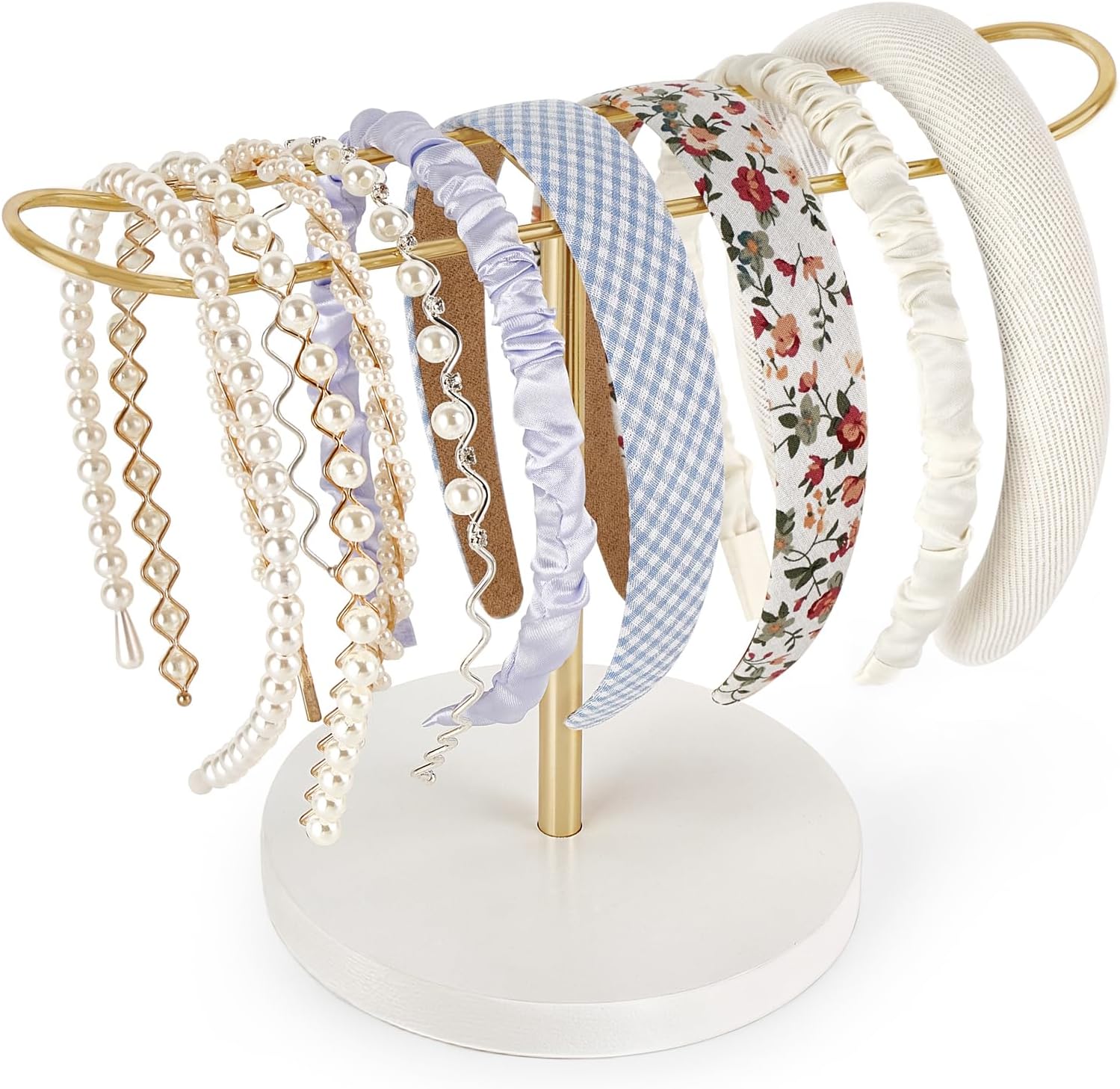 Mkono Headband Holder Gold Headband Stand with Metal Frame Headband Storage for Hair