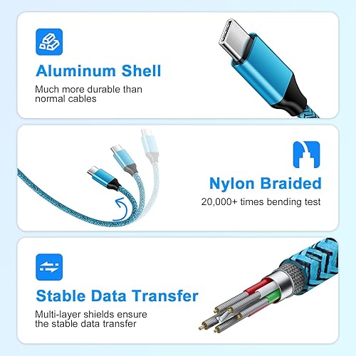 Vista 14 de Cable de carga tipo C, cables USB C, cable de carga rápida para teléfono de 6 pies, paquete de 2 para Samsung Galaxy S25 Edge S24 S23 Ultra S22 S21