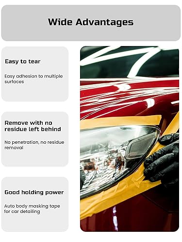 Miniatura 3 de Lichamp Paquete de 10 cintas adhesivas amarillas de 2 pulgadas, cinta Washi naranja para manualidades y artes artísticas, pintura, decoración, 1.9