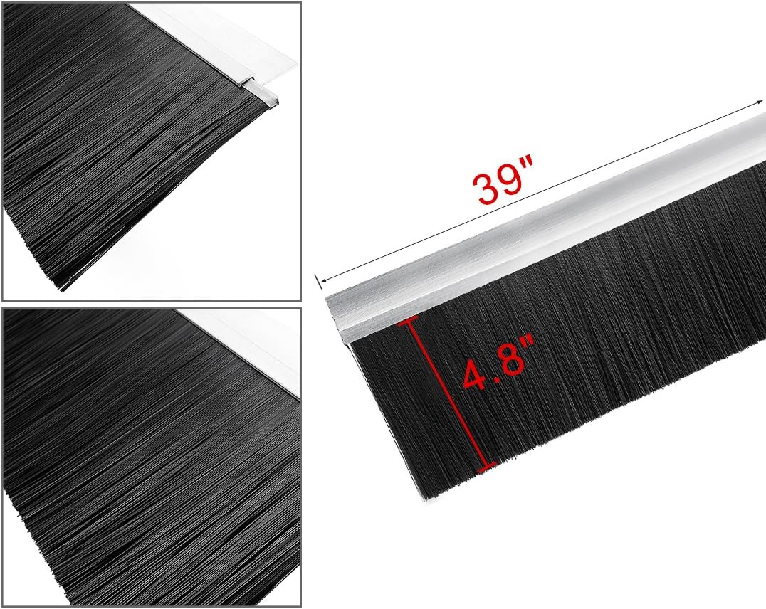 80% Off Discount uxcell Door Brush Bottom Sweep h-Shape Aluminum Alloy Holder with 4.7-inch Black Nylon Brush, 1000mm x 148mm(Approx 39.37-inch x 5.83-inch)