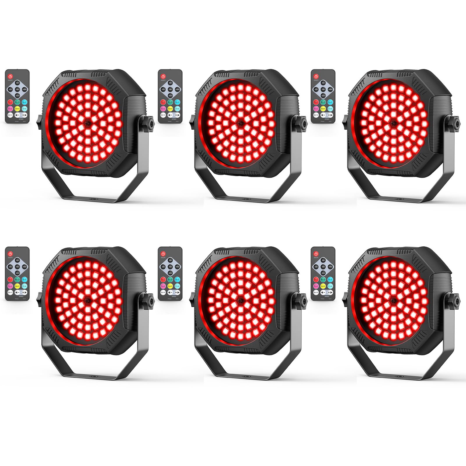 6er-set 30W RGBW Akku 60 LED Par Licht mit Fernbedienung wiederaufladbar Batterie Bühnenlicht Stroboskoplicht mit Sprachsteuerung Auto Discolicht für DJ Party Geburtstag Zimmer