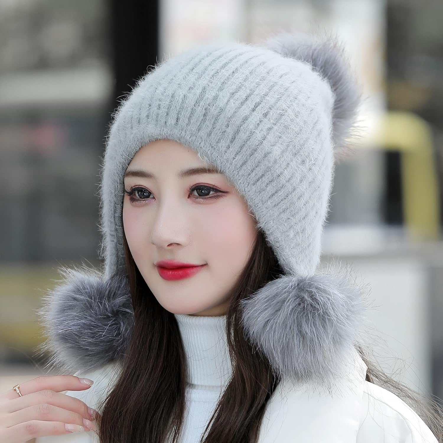 Beanie Hat Ear Flaps Sherpa Ski 
