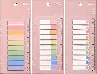 Sticky Tabs 3 Pack 600 Pieces Morandi Sticky Tabs, Index Tabs with Ruler Page Markers Sticky Notes Writable Post It Tabs Index Flags Tabs Sticky Notes for Books Notebook