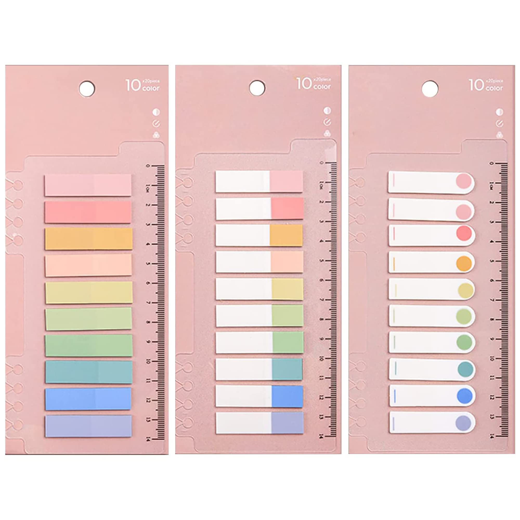ELII Morandi Lot De 3 200 Onglets Adhésifs Transparents Pour Notes De Notes, Marque-pages Multicolores Inscriptibles Et Repositionnables