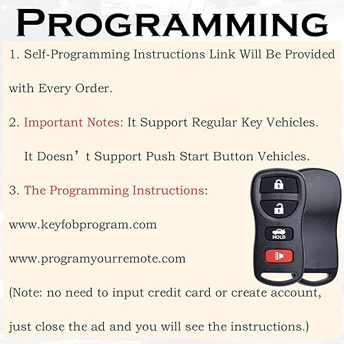 Miniatura 4 de Llavero de repuesto con control remoto de entrada sin llave para Nissan Altima Maxima Armada Murano Pathfinder Sentra 2007-2017 Versa Quest 350z