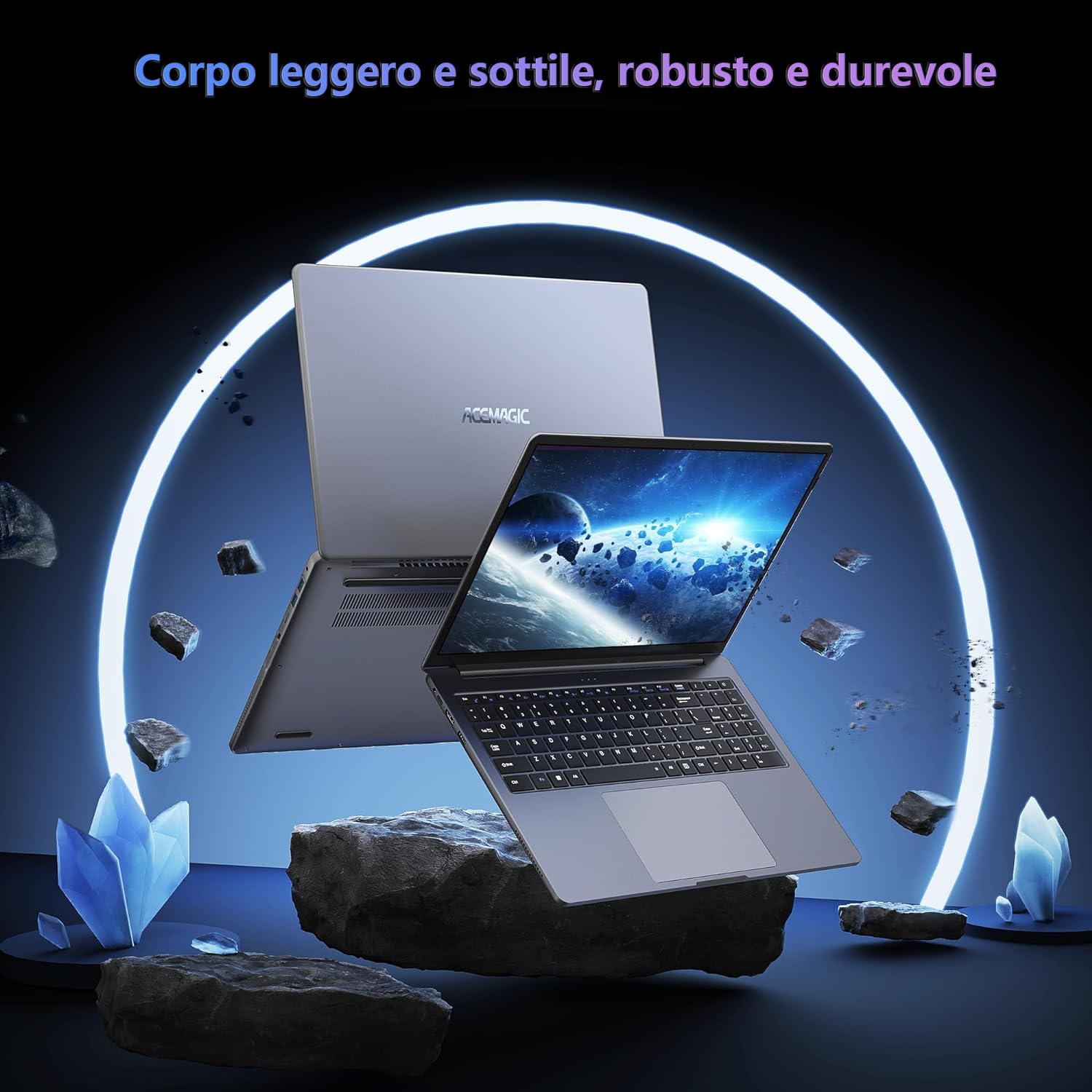 ACEMAGIC PC Portatile,16GB DDR4 512GB SSD,In-tel N97(Fino a 3,6GHz),16 Pollici Notebook,1920 * 1200 IPS Full HD Portatile,Scocca in metallo,WiFi6,BT5.0,3*USB3.2,HDMI,tipo C Ufficio