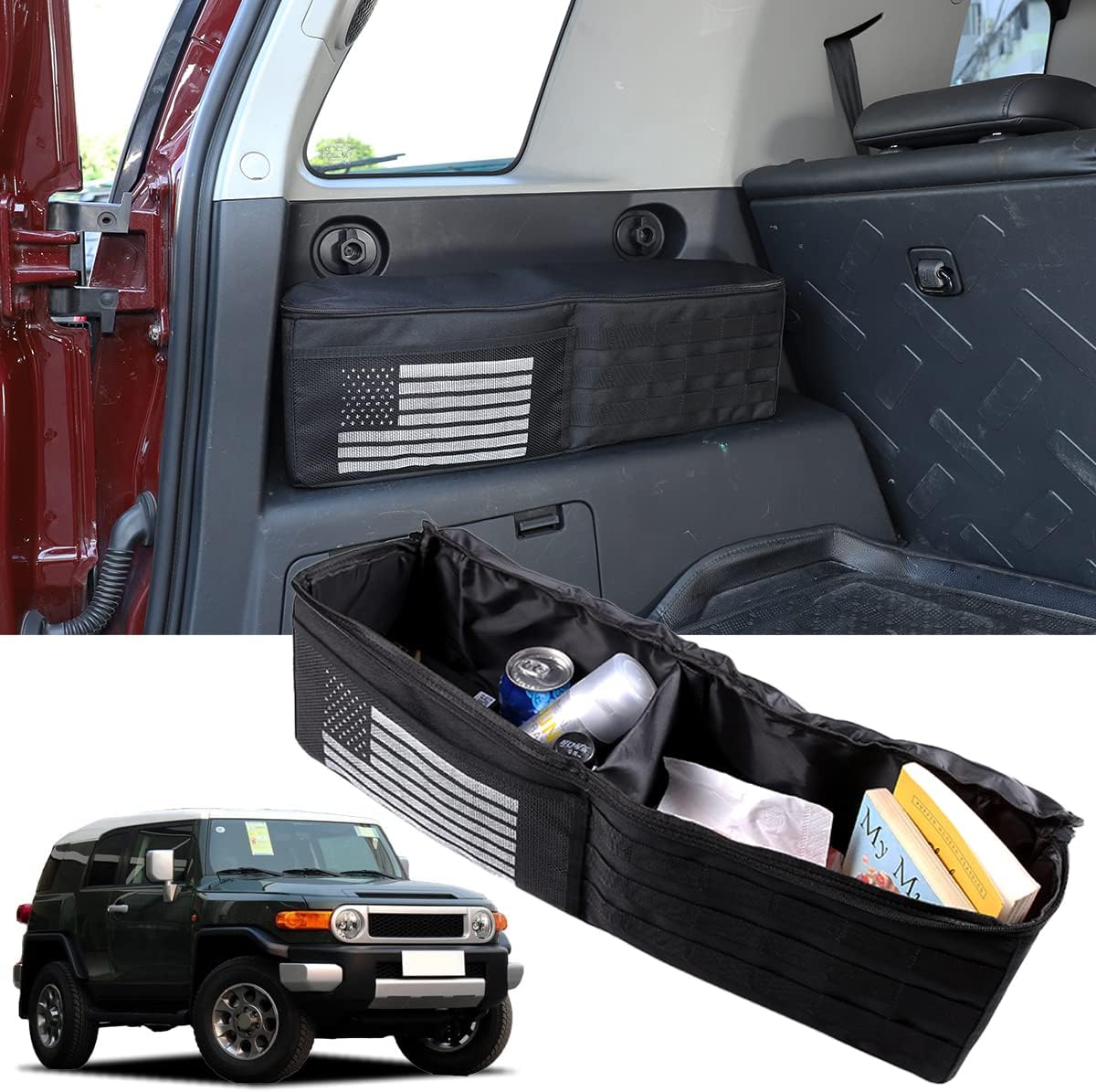 HAPPYHORSE Fit For Toyo-ta FJ Cruiser (XJ10) 2007-2021 Trunk Storage Box Storage Bag (American Flag) (one piece)