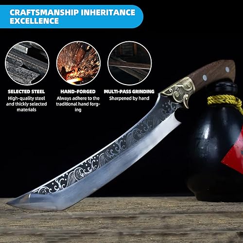 Miniatura 5 de Tusonac Cuchillo de chef  Cuchillo multiusos de acero de alto carbono con bolsa de almacenamiento, cuchillos de cocina largos, mejor para rebanar