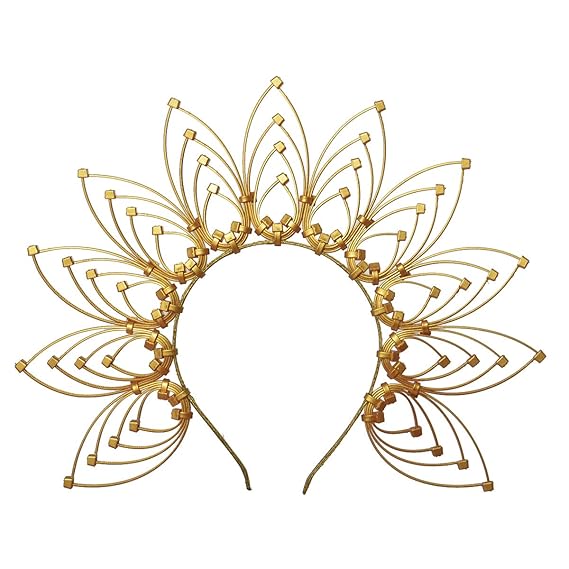 BPURB Gothic Crown Halo Crown Sunburst Zip Tie Headband Feather Crown Gold Halo Headband