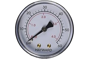Hayward ECX27091 Back Mount Pressure Gauge Replacement for Select Hayward Filter