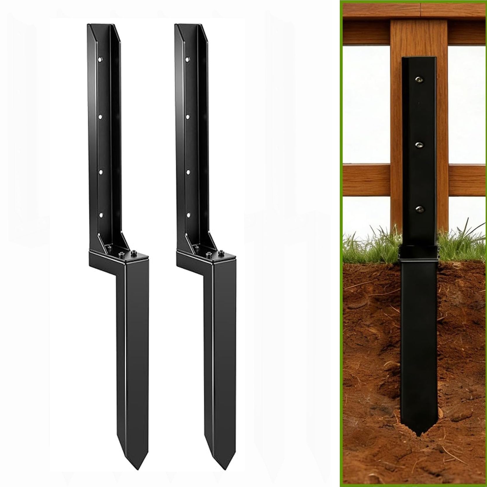LQSYBHD Heavy Duty Fence Post Repair Spike Ground Spike Fence Post Repair 80cm (31.5"),Fence Repair Stake Post Spikes for Reinforcing Damaged or Broken Wooden Posts(Size:2pcs)