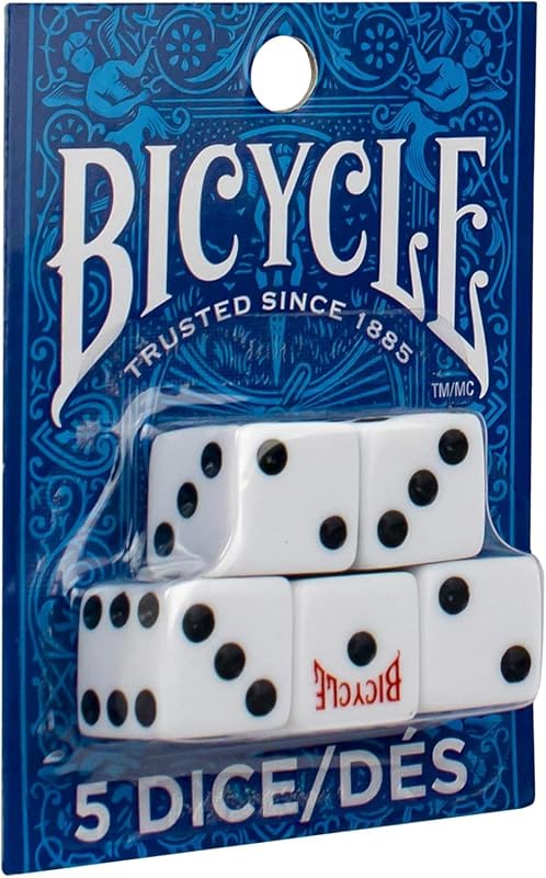 Juego de 5 dados para bicicleta Juego estándar D6 de seis caras Blanco Negro 16 mm | equipo-de-juegos-de-cesped