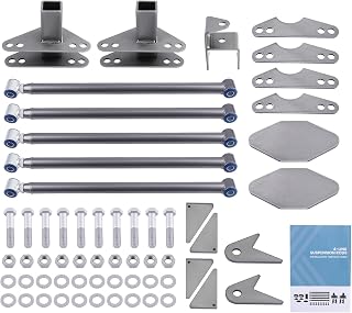 Weld-On Parallel 4 Link Suspension Kit with 24'' Pan Hard Bar for Rat Rod & Classic Trucks, Heavy Duty Steel Bars & Corrosion-Resistant, Universal Air Ride Rear Suspension Upgrade