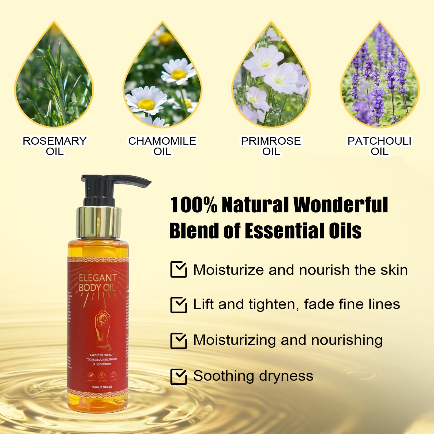 Body Firming Oil, 3.4 FL OZ Body Oil After Shower For Women,Hydrate & Nourish Dry Skin, Lightweight and non-greasy texture-Luxury Spa Gift，Valentine's Day gift - Image 2