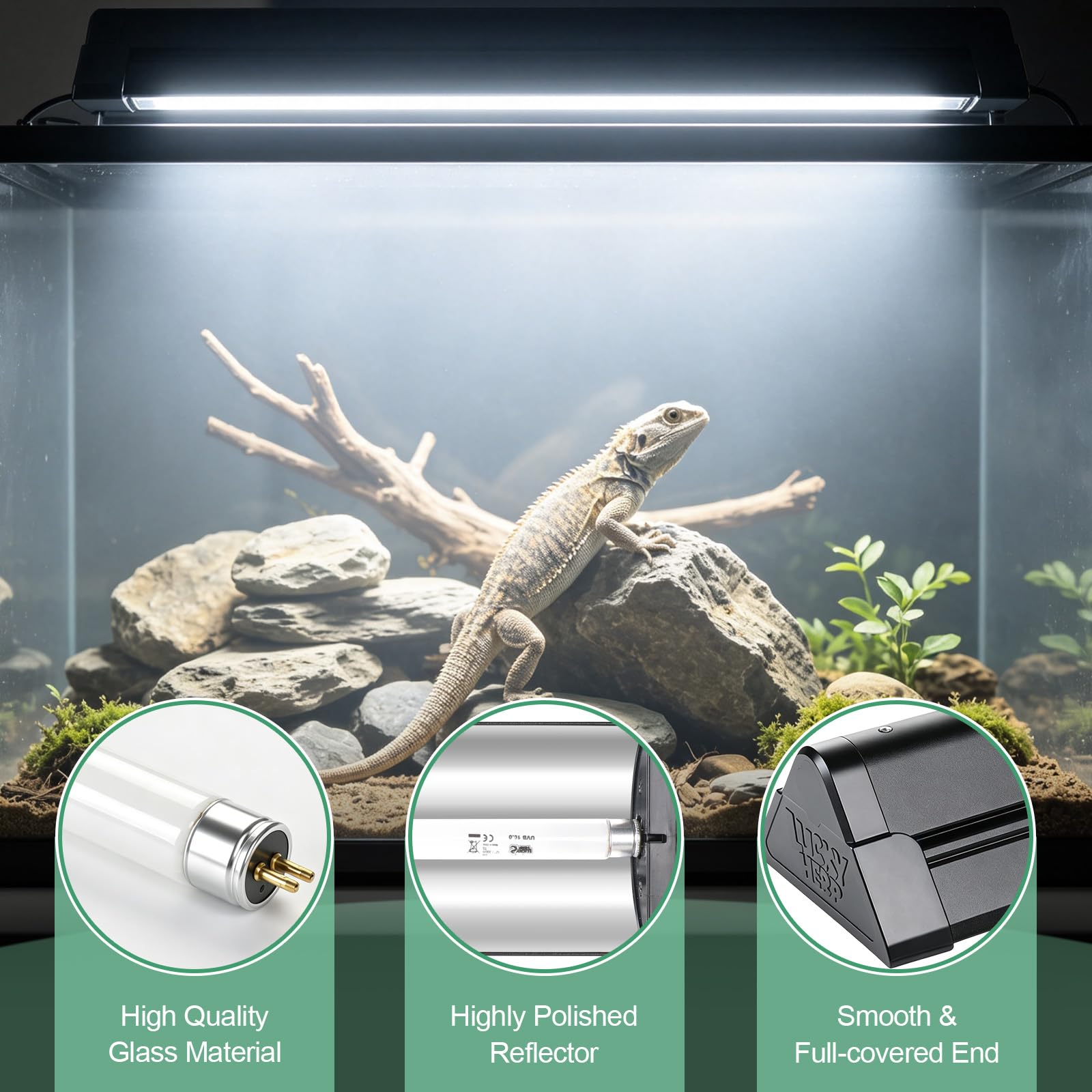 CPROSP 24W Kit di Illuminazione UVB T5 HO per rettili tropicali e desertici