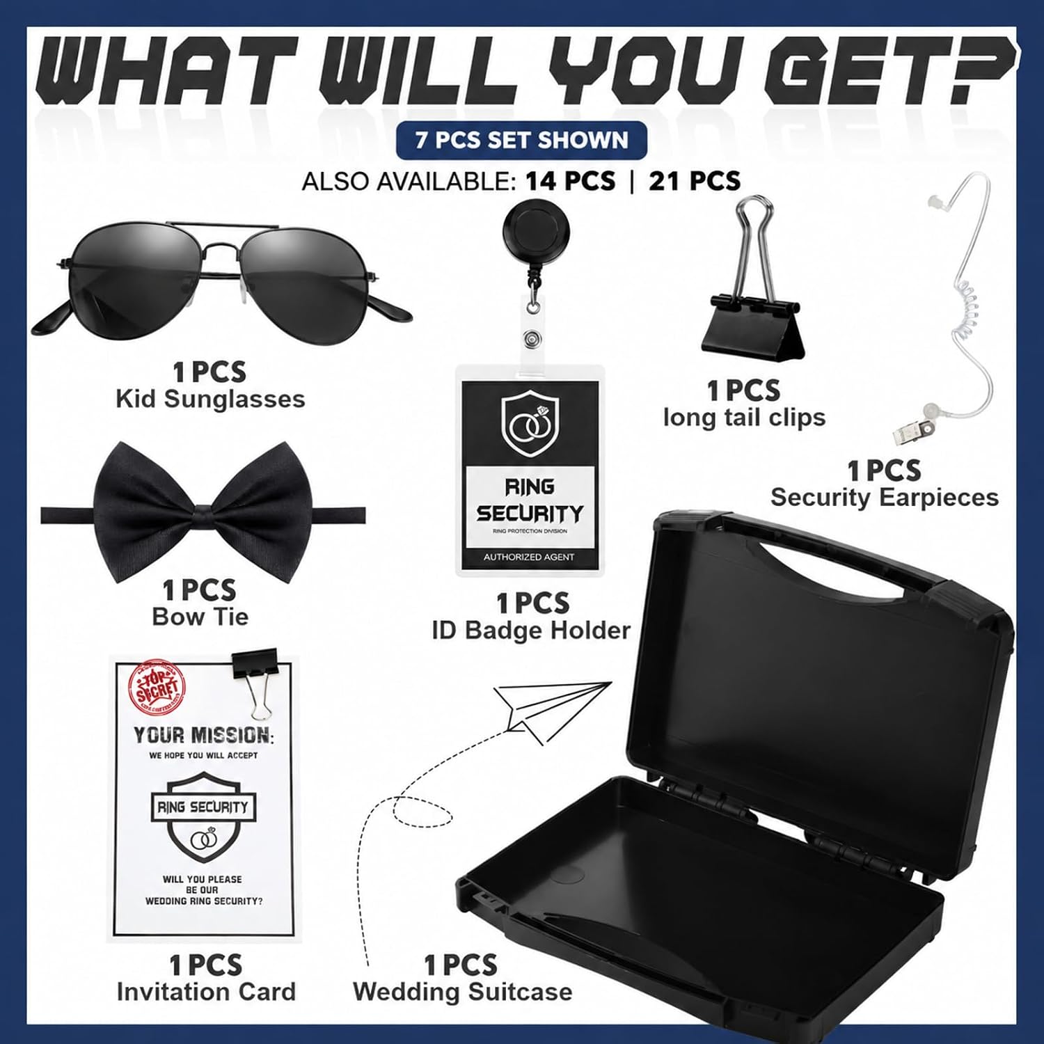 Mepase 7 Pcs Ring Security Wedding Ring Bearer Box,1 Pp Suitcase image 3