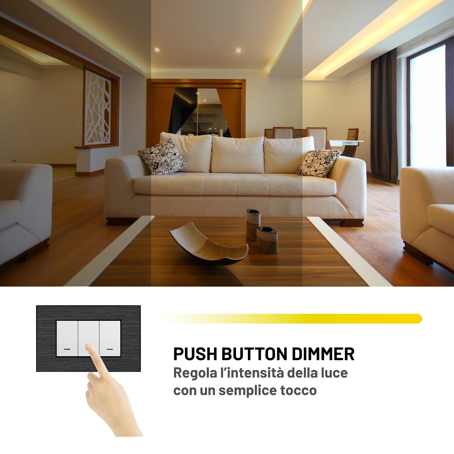 AstraLED - Dimmer Led 12V 24V 36V 48V 12A Pulsante. Controller per Striscia Led Monocolore No Flicker Compatibile con Sistema 0-10/1-10. Newlab PUSH-CV L660MA0FT1A01