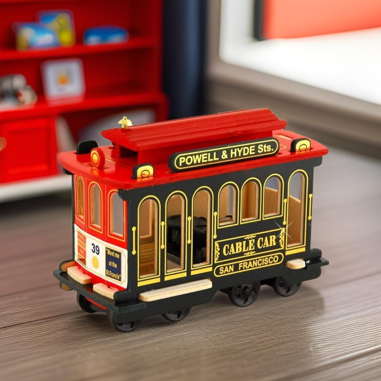 City-Souvenirs Musical San Francisco Cable Car Wooden Replica 6 Inches image 2