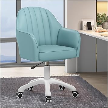 Chair PU Leather Office Desk Chair with Armrest and Wheels,Height Adjustable Computer Task Chair for Office,Mid Back Accent Chair Makeup Vanity Chair for Bedroom Color Painted Butterfly