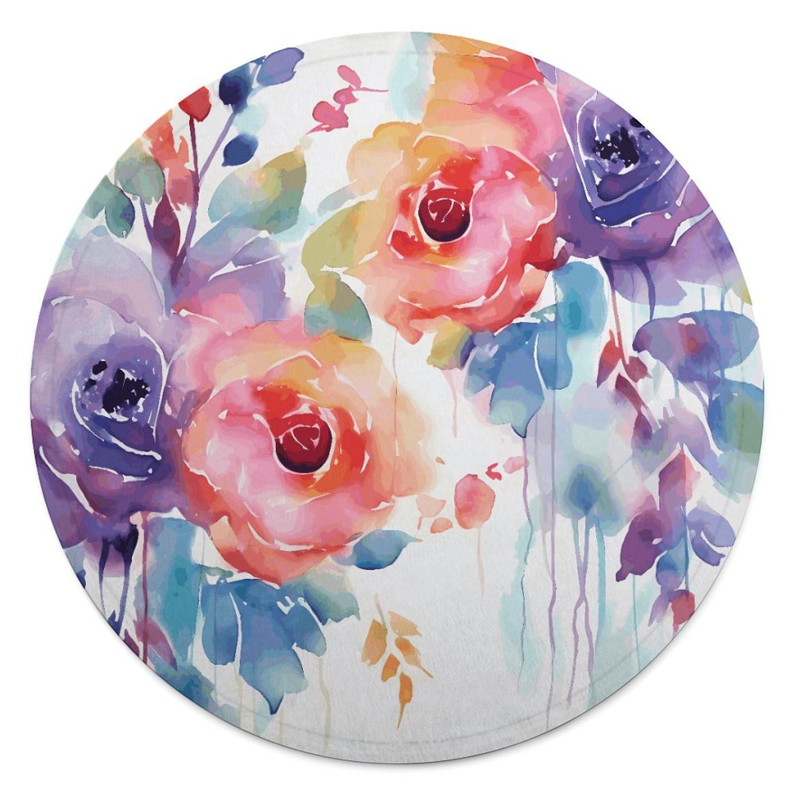 Couverture de plage ronde 150cm motif floral coton microfibre