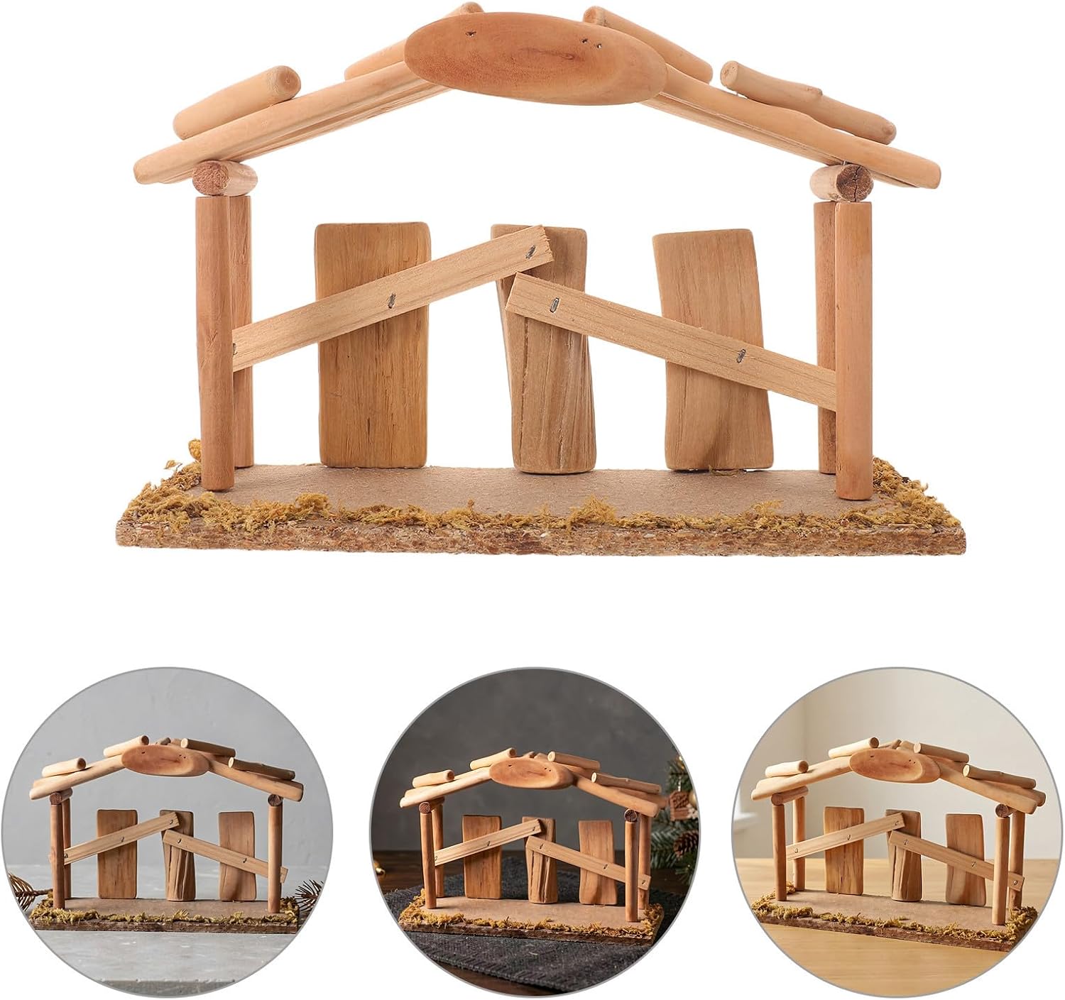STOBAZA Wooden Manger for Christmas Nativity Scene Ornament Indoor Display
