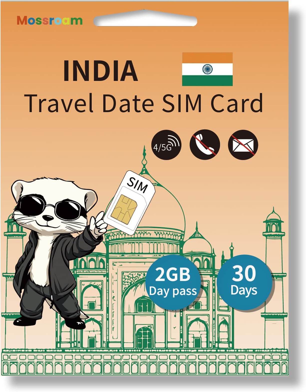 India Travel SIM Card - 5G/4G LTE High-Speed Data - Prepaid & No Roaming-2GB for 30 Days - Easy Activation for Tourists & Business Travelers