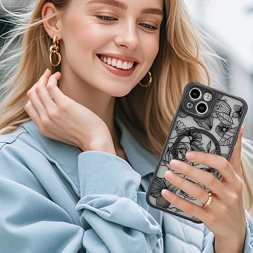 Miniatura 6 de XIZYO Funda magnética para iPhone 13 de 6.1 pulgadas, diseño floral, rosa, bonita funda compatible con Magsafe para mujeres y niñas, patrón