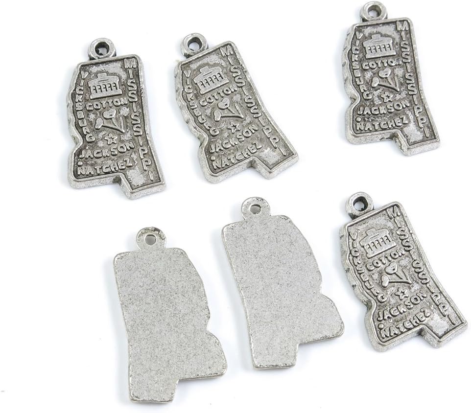 270 Pieces Antique Silver Tone Jewelry Making Charms Supply ZY2120 Mississippi Map Tag
