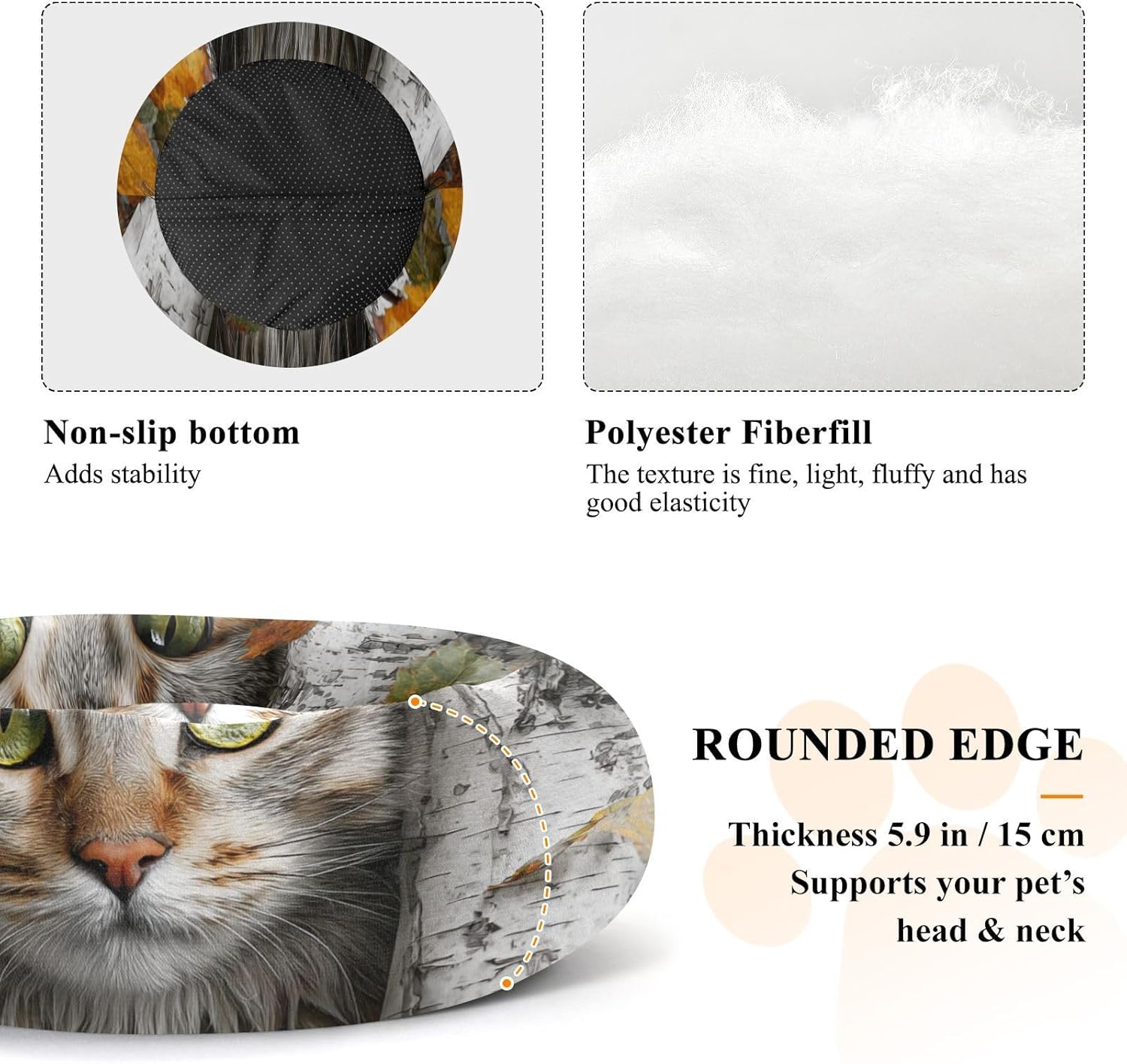3D White Trees Cat Pet Dog Beds Anti-Slip Cat Pillow Bed for Small Size Pets Supplies M