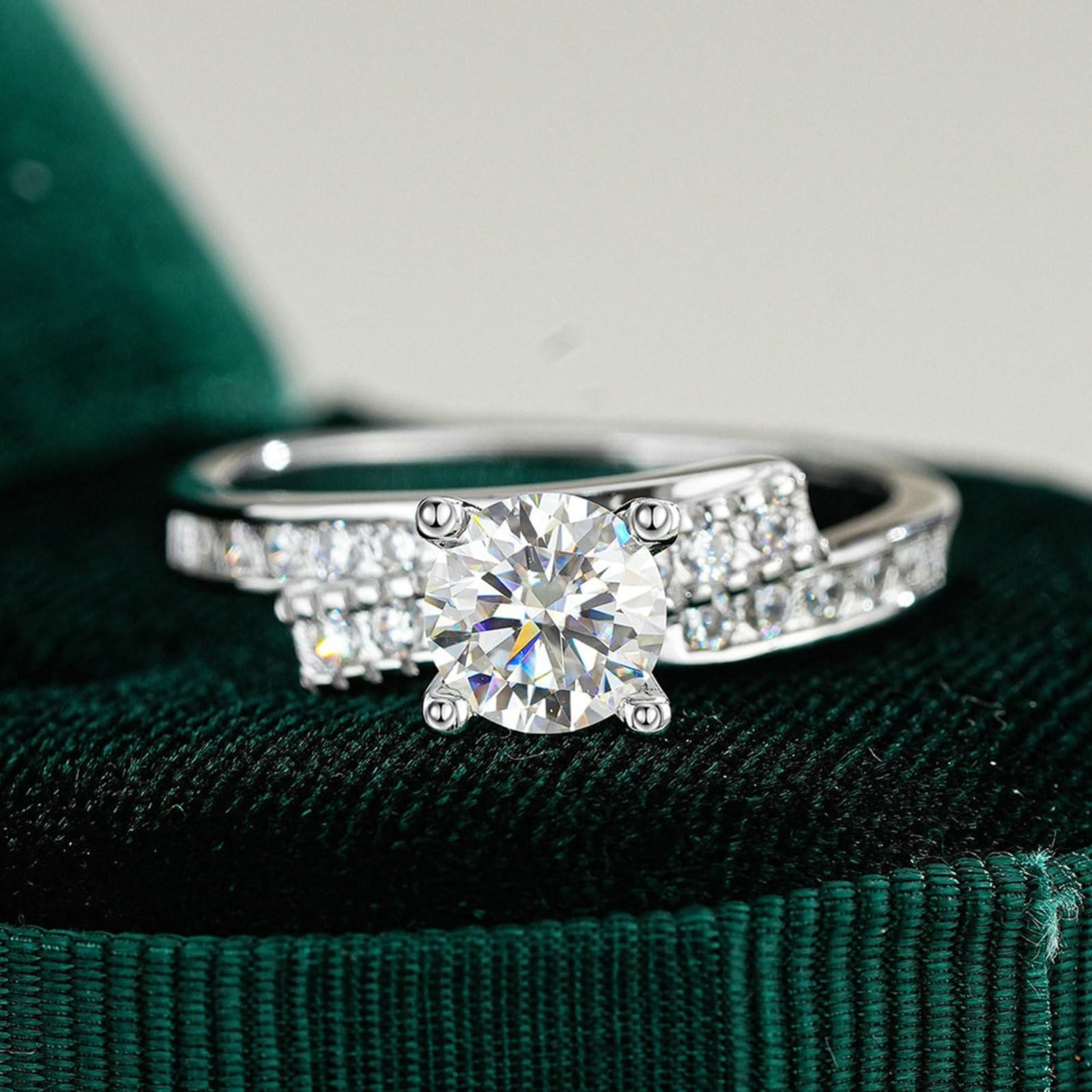 Moissanite pierścionek zaręczynowy, białe złoto, 0,5 ct, pierścionek zaręczynowy, prawdziwe złoto, elegancki pierścionek dla kobiet