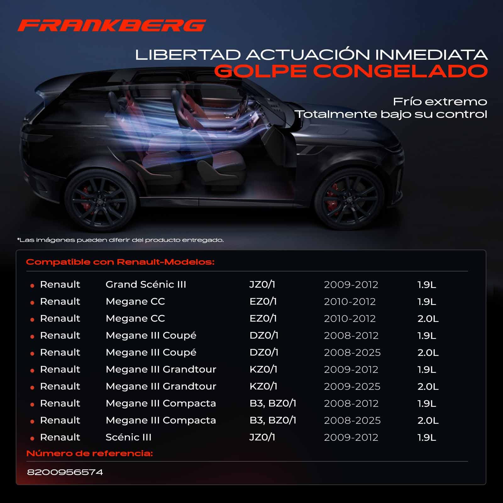Frankberg Compresor de aire acondicionado con embrague 8200956574 | Compatible con: Scénic III JZ0/1, Scénic III Van JZ0/1, M.e.g.a.n.e III Grandtour KZ0/1