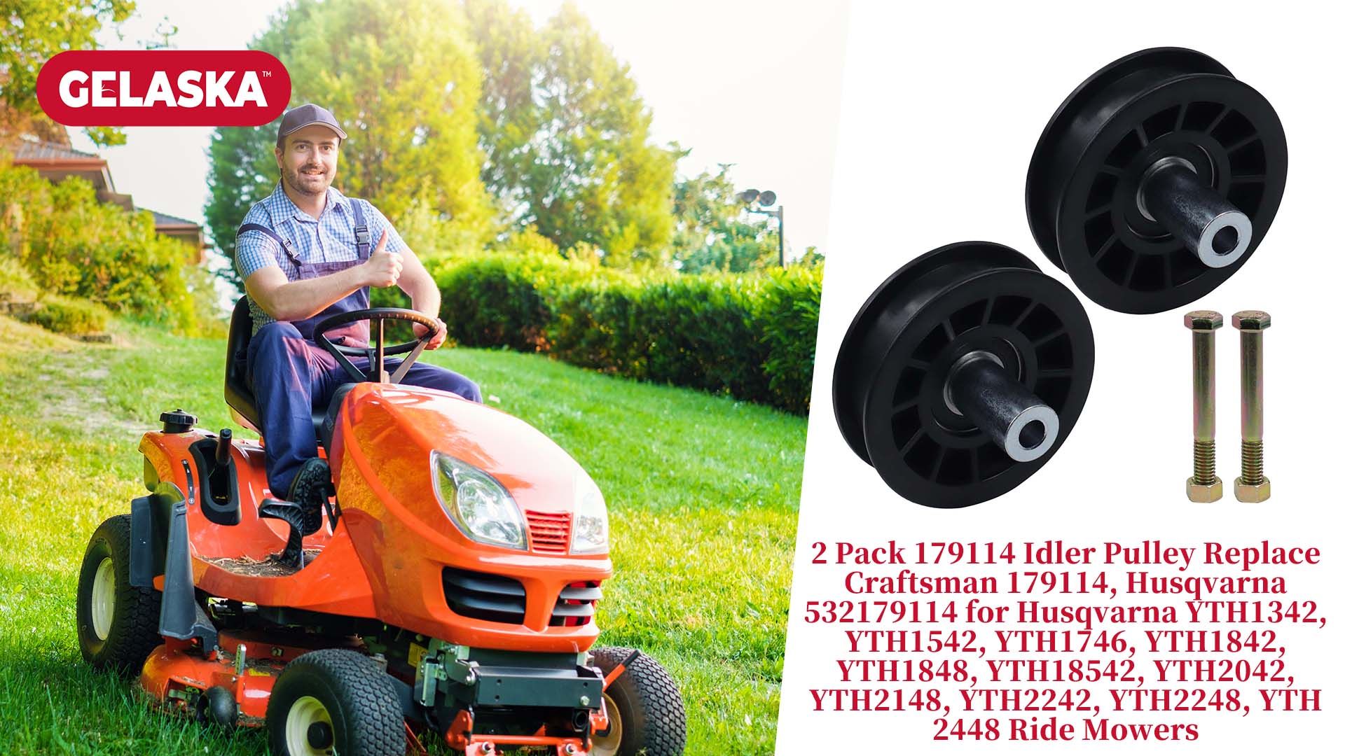 Flat Idler Pulley Set For Husqvarna 142 359 YTH2448 YTH2042 - Foto 12