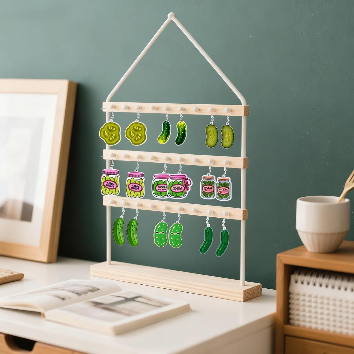 9 Pair Cute Jewelry Earring Set,Whimsical Pickle Themed for Women image 4