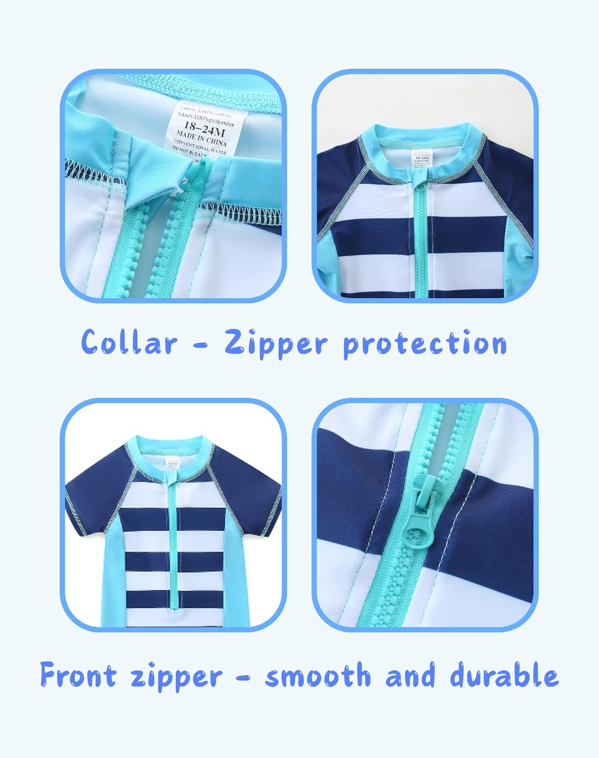 Cute Baby Boy Swimsuit Short Sleeved One Piece Bathing Suit Summer Infant Rashguard Surfing Suit - Image 4