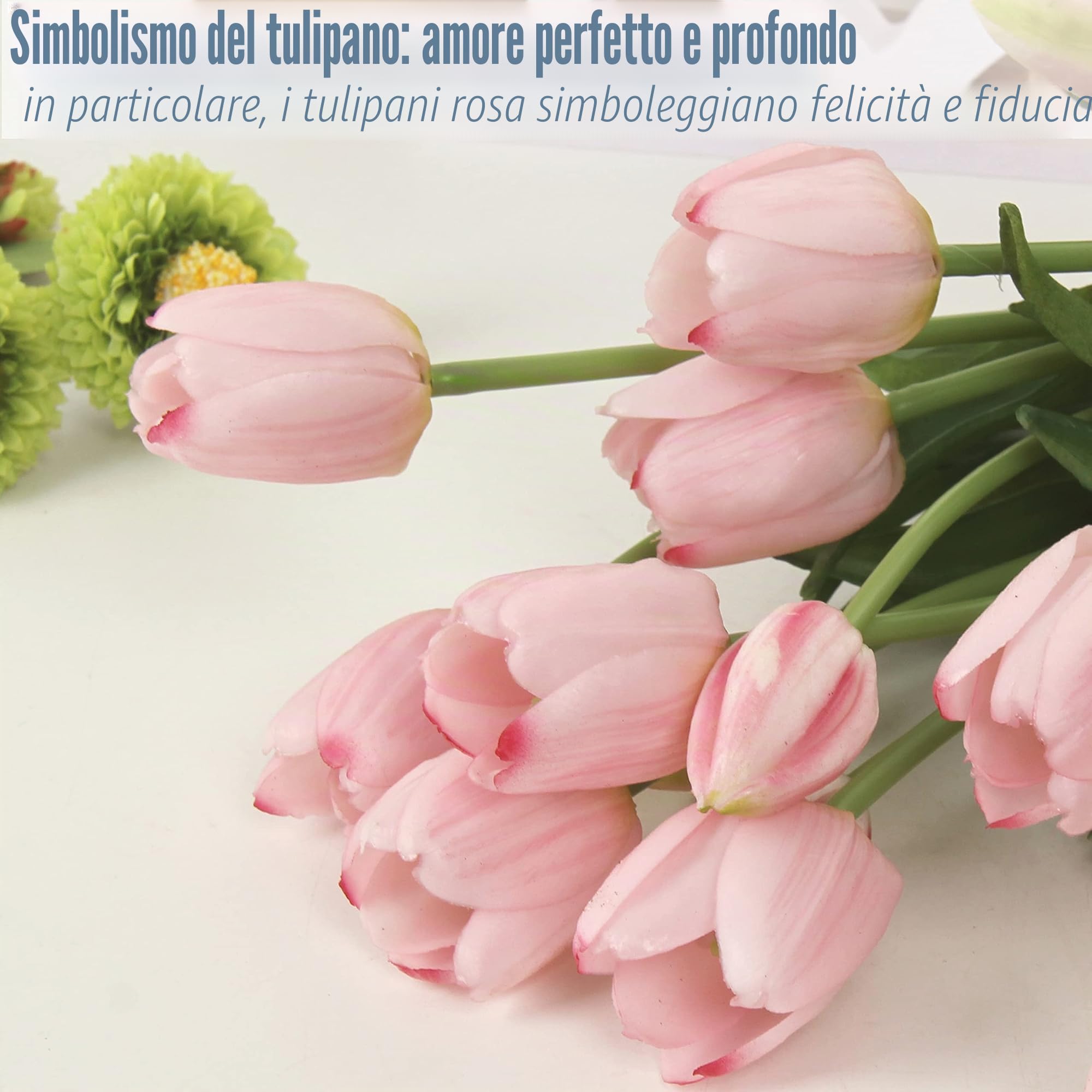 20 tulipani artificiali, steli di tulipi realistici al tocco da 16 pollici con foglie finte, tulipi e boccioli finti per centrotavola e ornamento per la casa, matrimonio, rosa