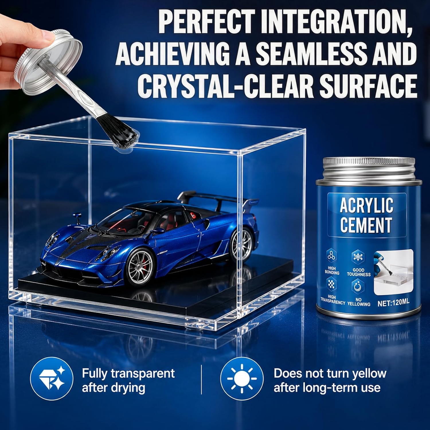 Acrylic Cement with Applicator Bottle Clear Fast-Setting Heavy Duty