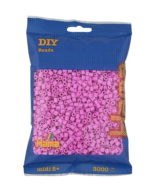 HAMA Bolsa de perlas | Aprox. 3000 cuentas midi fusibles para manualidades y mosaicos | Perlas de fusión para niños creativos 5+ | Juego de arte y decoración | pastel pink